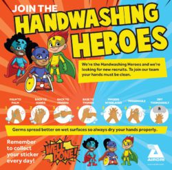 Download the Airdri Handwashing Heroes washroom poster here